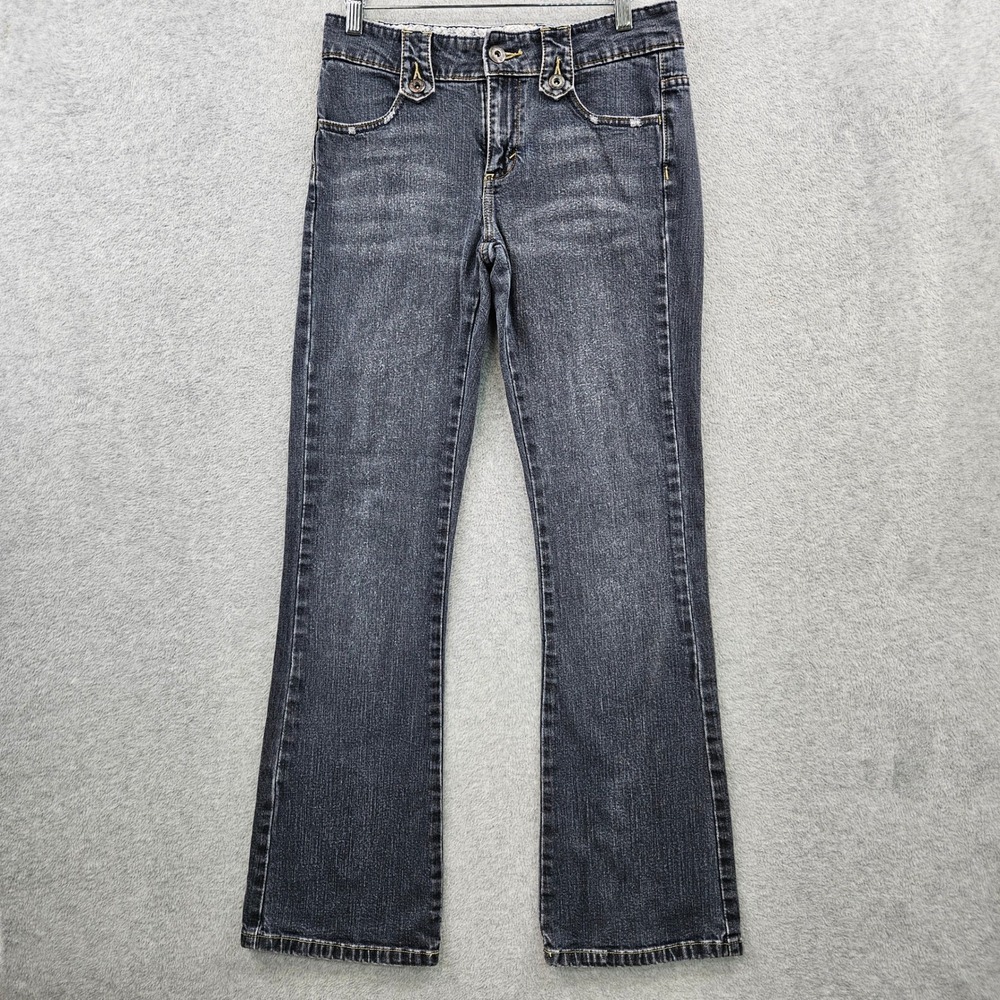 90s Indie LEE One True Fit LOW RISE FLAP POCKET Bootcut Jeans Women 6M Dark Wash